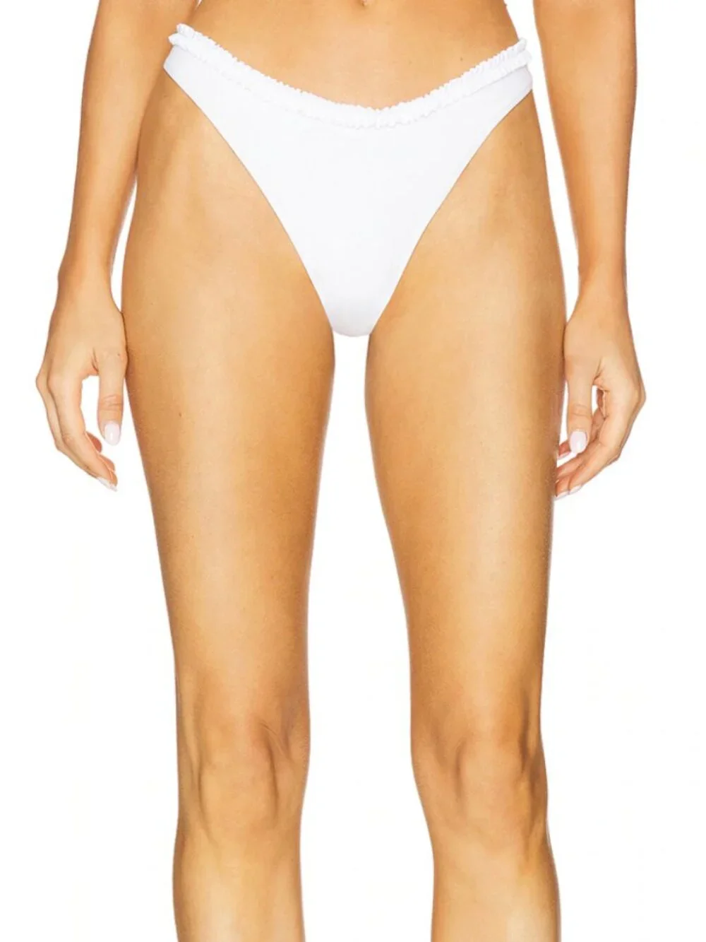 NEW Frankies Bikinis Full Moon Bikini Bottom in Optic White Cheeky Thong Small